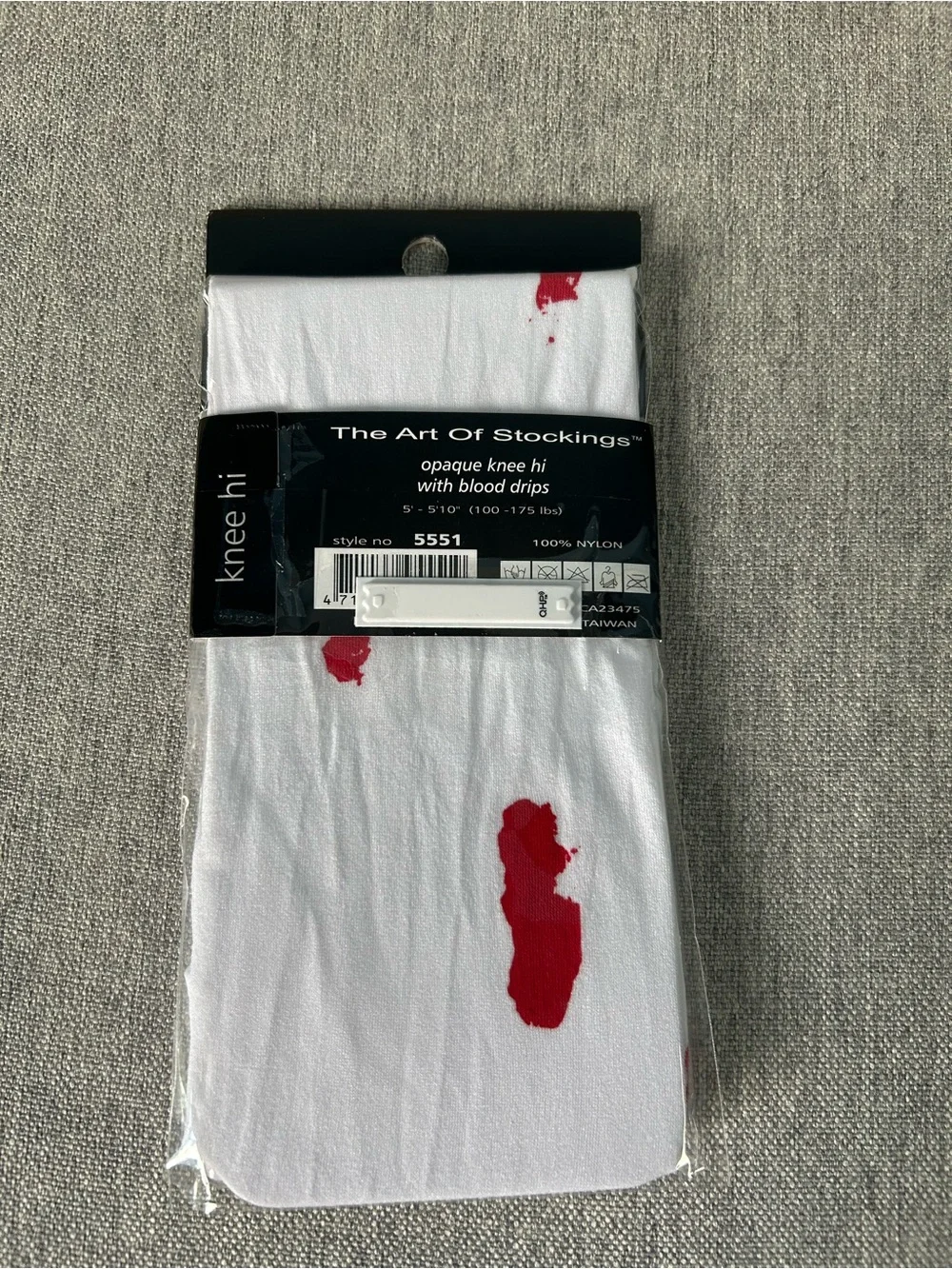 Music Legs White Knee-High Socks with Red Blood Splatter Print